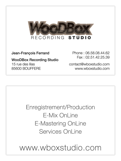 Mise en page carte de visite WooDBox