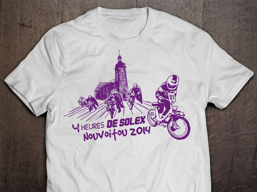 Visuel course de solex à Nouvoitou pour sérigraphie 1 couleur sur t-shirt