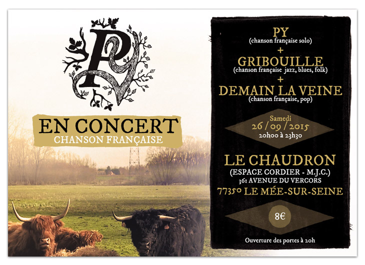 Graphisme et mise en page flyer et annonce facebook pour concert