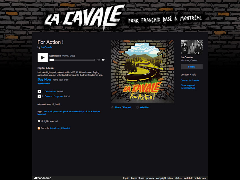 Graphisme page bandcamp