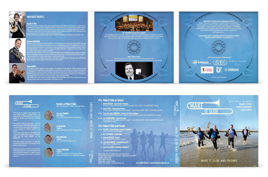 Mise en page volets intérieurs et volets extérieurs du digipack cd