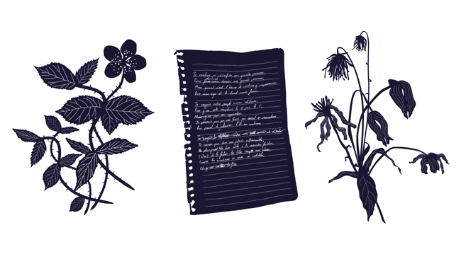 Design d'un picto pour chaque titre de l'ep : Ronces, Bouts de Lyrics, Floraison funeste