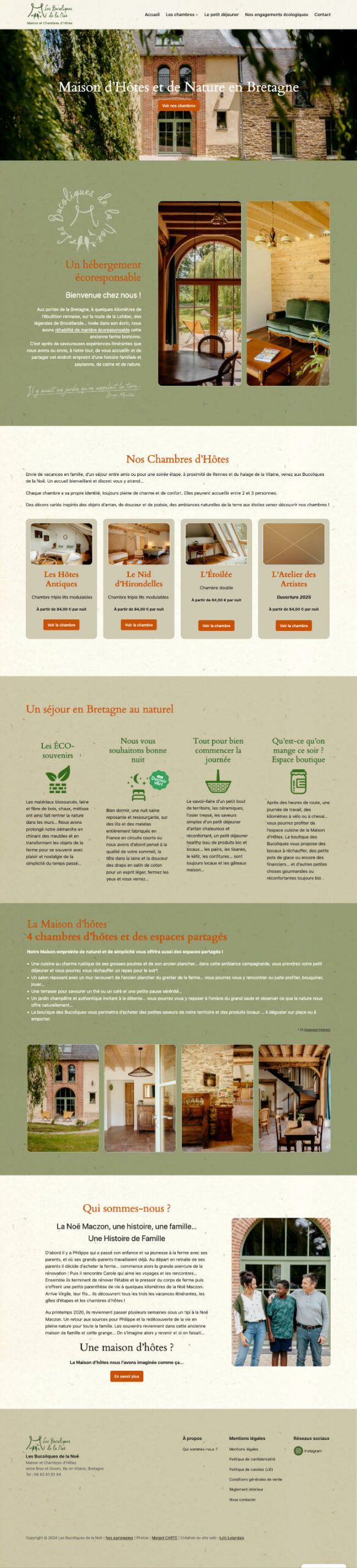 Design de la page d'accueil du site internet